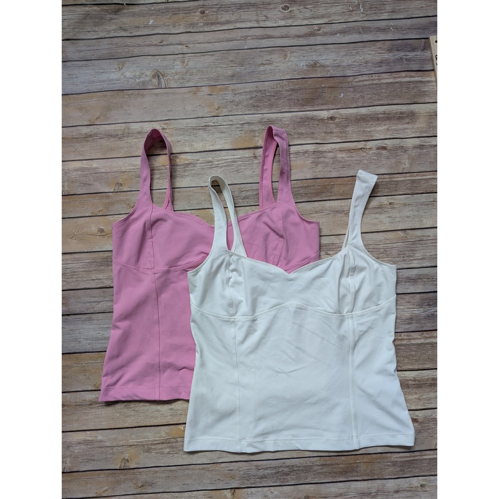 Free People Intimately Tank Top Women Large Pink White Sweetheart Cami 2 Pack